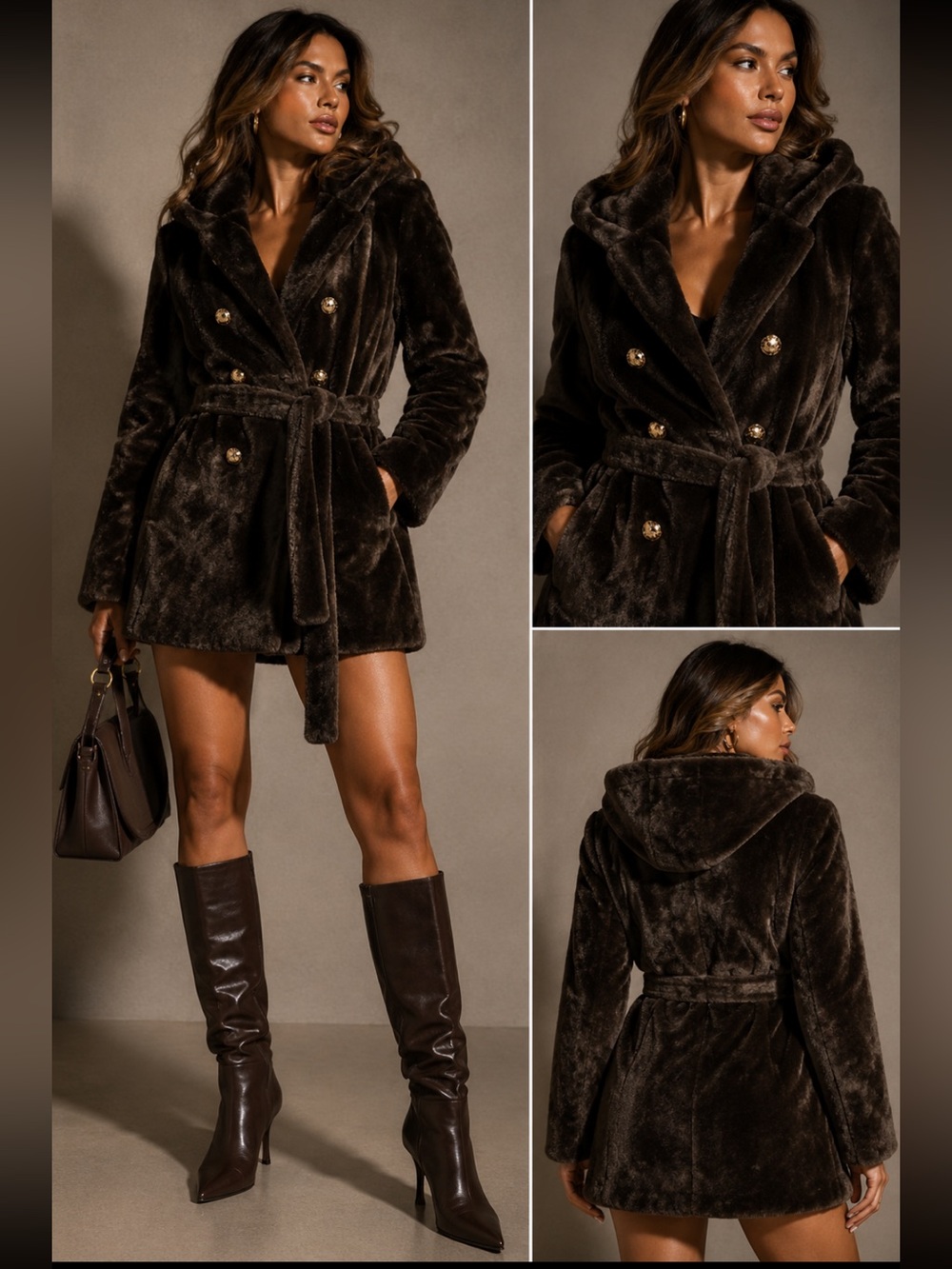 Super cute faux fur coat with belt